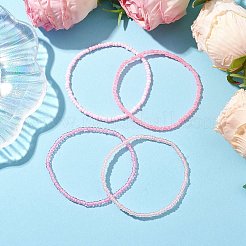 4Pcs Rondelle Glass Seed Beaded Stretch Bracelet Sets&nbsp;BJEW-JB10420