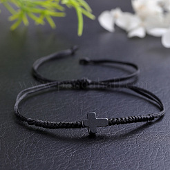 Synthetic Stone Cross Braided Cord Adjustable Bracelets&nbsp;CC2534-1