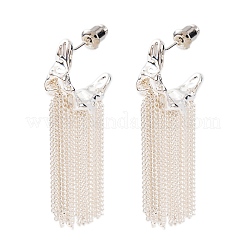 C-Shaped Brass Chain Tassel Stud Earrings&nbsp;EJEW-G391-21S