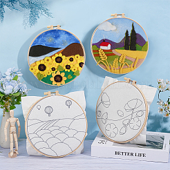 Flower Hanging Painting Needle Felting Kit for Beginners&nbsp;DIY-WH0304-983