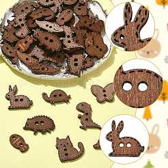 100Pcs 8 Styles 2-Hole Wood Buttons&nbsp;BUTT-FS0001-01A