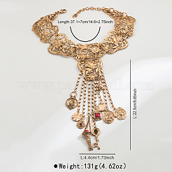 Ethnic Alloy Resin Filigree Flower Geometric Key Tassel Pendant Necklaces for Women&nbsp;WG2659D-01