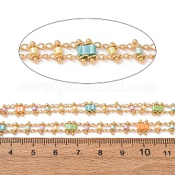 Brass & Glass Seed Beaded Chain&nbsp;KK-CBA3B44-04G