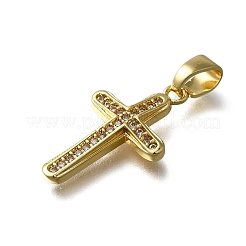 Brass Micro Pave Clear Cubic Zirconia Pendants&nbsp;ZIRC-I070-112G
