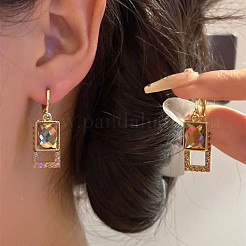 Rectangle Alloy Glass Hoop Earrings&nbsp;FS-WGE8453-01