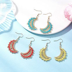 3 Pairs Glass Moon Dangle Earrings&nbsp;EJEW-MZ00611