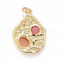 Brass Cat Eye Pendants&nbsp;KK-M229-17G