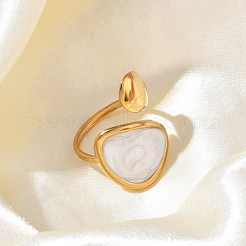304 Stainless Steel Cuff Open Rings for Women&nbsp;RJEW-F208-02G-01