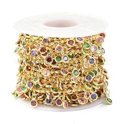 Brass & Cubic Zirconia Beaded Chain&nbsp;CHC-D029-29G