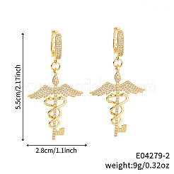 Fashionable Brass Clear Cubic Zirconia Double Snake with Wing Hoop Earrings&nbsp;IC7778-2