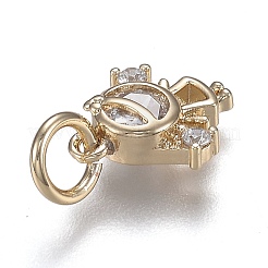 Brass Micro Pave Clear Cubic Zirconia Pendants&nbsp;ZIRC-Z003-14G