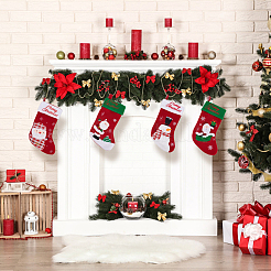 4Pcs 4 Style Cloth Christmas Stocking Hanging Decoration&nbsp;AJEW-WR0001-76