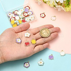 45Pcs 9 Colors Alloy Enamel Flower Charms&nbsp;ENAM-CJ0007-51
