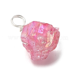 Electroplated Natural Quartz Pendants&nbsp;PALLOY-JF04374-01