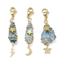 Wire Wrapped Nuggets Electroplated Natural Quartz Crystal Pendant Decorations&nbsp;HJEW-JM03127-04