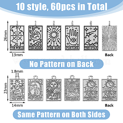 60Pcs 10 Style Tibetan Style Alloy Pendants&nbsp;TARO-DC0001-01AS