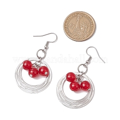 4 Pairs Brass & Glass & 304 Stainless Steel Dangle Earrings&nbsp;EJEW-JE06258