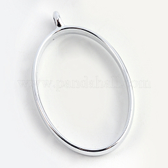 Rack Plating Alloy Oval Open Back Bezel Pendants&nbsp;PALLOY-S047-26D-FF