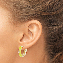 8 Pairs 8 Colors Real 18K Gold Plated Enamel Hoop Earrings with Clear Cubic Zirconia&nbsp;EJEW-AN0001-97