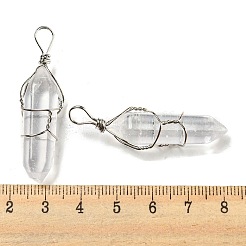 Natural Quartz Crystal Double Terminal Pointed Pendants&nbsp;G-H308-05P-01