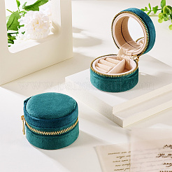 Portable Travel Round Velvet Jewelry Set Storage Zipper Boxes&nbsp;CON-TAC0001-11A