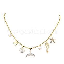 Marine Theme Alloy Enamel Pendant Necklaces&nbsp;NJEW-JN04818