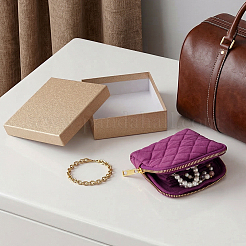 Rhombus Textured Velvet Jewelry Storage Zipper Pouches for Earrings Rings Bracelets Necklaces&nbsp;ABAG-WH0085-012F