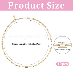 10Pcs 304 Stainless Steel Paperclip Chain Necklaces&nbsp;NJEW-BM00001