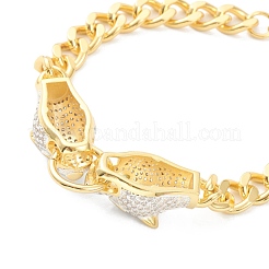Brass Micro Pave Cubic Zirconia Link Bracelets&nbsp;BJEW-L676-01G