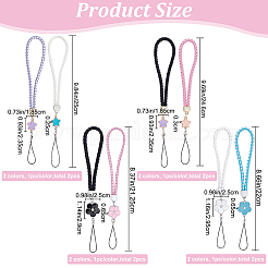 8Pcs 8 Style PU Leather Lanyard Wrist Strap Phone Flower & Star Charms Straps&nbsp;AJEW-CP0005-67