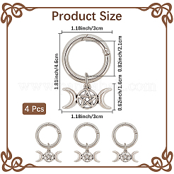 4Pcs Triple Goddess Pentagram Moon Alloy Shoe Charms&nbsp;HJEW-CP00023
