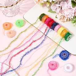 15 Rolls 15 Colors Velvet Tinsel Chenille Line Crystal Flash Cactus Chenille&nbsp;AJEW-SP0004-12