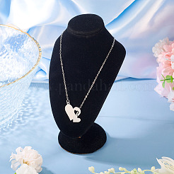 1Pc 302 Stainless Steel Heart Puzzle Pendant Cable Chain Lariat Y Necklaces for Women&nbsp;NJEW-TADJ0001-01P