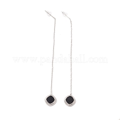 Long Chain with Enamel Rhombus Dangle Stud Earrings&nbsp;EJEW-A067-03P