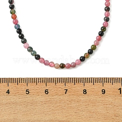 3MM Natural Multicolor Tourmaline Round Beaded Necklaces for Women&nbsp;NJEW-JN06342