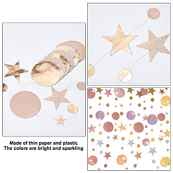 3Pcs 3 Style Paper Glitter Circle Star Garland&nbsp;HJEW-PH0001-50
