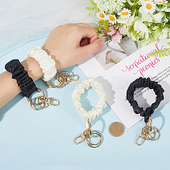 4Pcs 2 Colors Satin Cloth Bracelet Wristlet/Hair Tie Keychain&nbsp;KEYC-SC0001-32