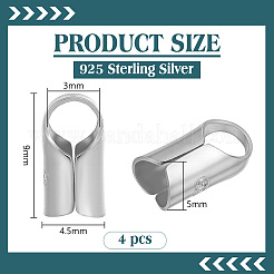 4Pcs Column Sterling Silver Cord Ends&nbsp;STER-BC0004-47P