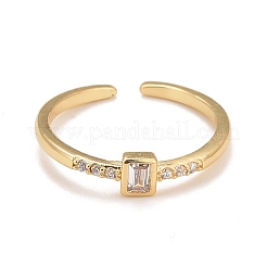 Clear Cubic Zirconia Square Open Cuff Ring&nbsp;RJEW-C022-01G