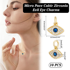 10Pcs Brass Micro Pave Cubic Zirconia Charms&nbsp;KK-ME0001-75