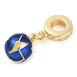Rack Plating Brass Enamel Sports European Dangle Charms&nbsp;KK-P287-35D-G