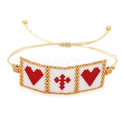 Religious Glass Seed Beads Link Bracelets&nbsp;XZ2027-1