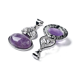 Natural Amethyst Oval Pendants&nbsp;G-A093-02P-02