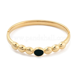 Ion Plating(IP) 304 Stainless Steel Pave Shell Hinged Bangles for Women&nbsp;BJEW-Z068-03G-01
