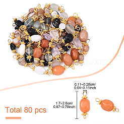 80Pcs 8 Style Natural Gemstone Connector Charms&nbsp;PALLOY-YW00066