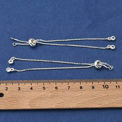 Brass Pave Clear Cubic Zirconia Box Chain Slider Bracelet Making&nbsp;KK-G557-17S