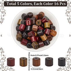 80Pcs 5 Colors Natural Wood Beads&nbsp;WOOD-SC0002-11