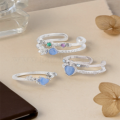 3Pcs Alloy Rhinestone Cuff Rings Sets&nbsp;RJEW-LP0003-61