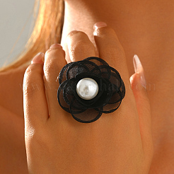 Chiffon with Plastic Pearl Finger Rings for Women&nbsp;XQ9924-2
