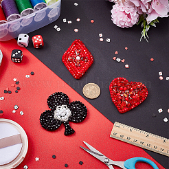 3Pcs 3 Styles Resin with Rhinestone Embroider Thread Iron on/Sew On Patches&nbsp;PATC-FG0003-33